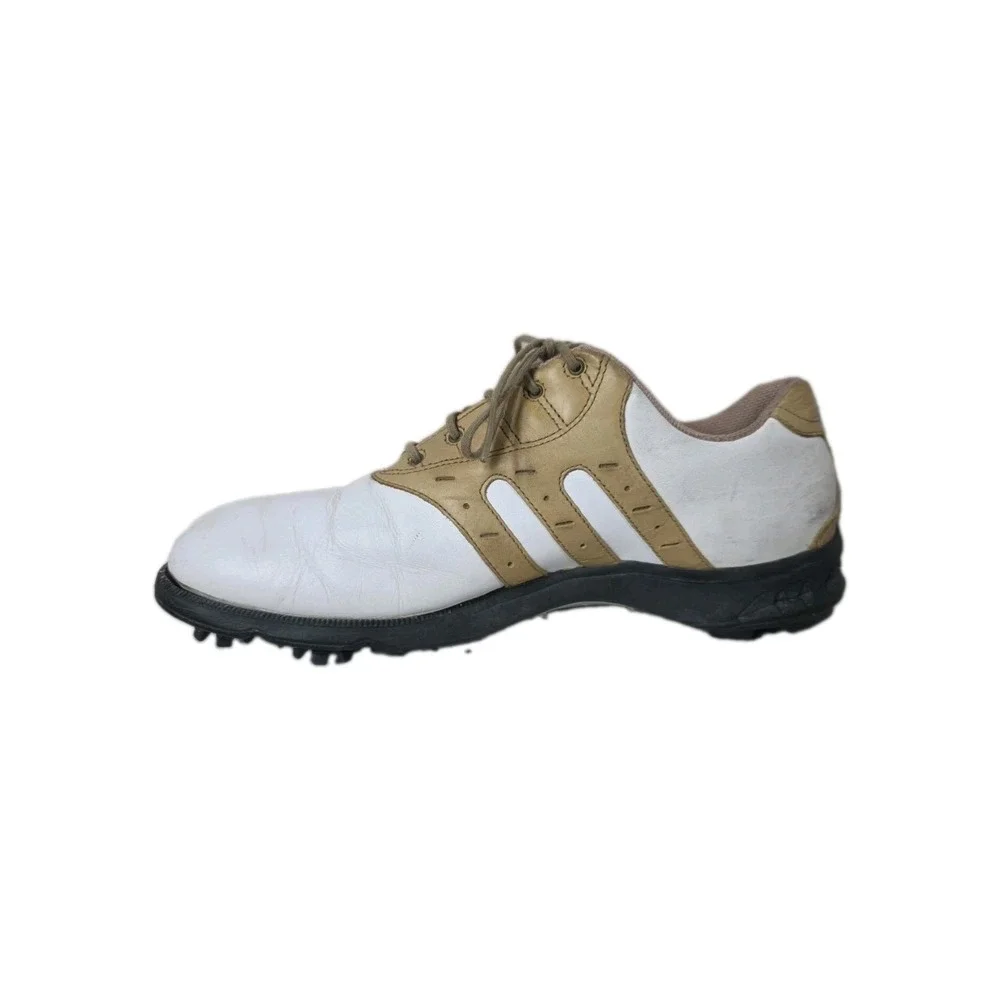 Adidas Z-Traxion Mens Golf Shoes Size 10 - White/Tan Leather Cleats (Beginner/Be